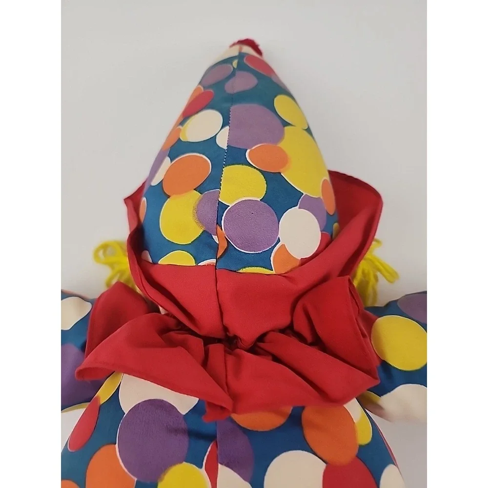 VtgTb Trading Clown 22 Inch Plush Doll Rattle Yarn Hair Eyelet Lace Multicolored